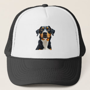 Boné Ilustração de retrato de cachorro colorido vintage