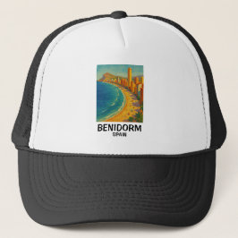 Boné Ilustração de Viagem Colorida Retro Benidorm Espan