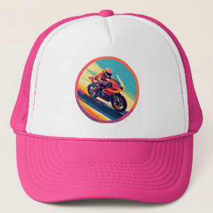 Boné Ilustração Dinâmica de Motociclista em Corrida