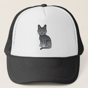 Boné Ilustração do desenho animado de gato azul russo