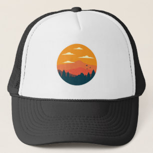Boné Ilustração do pôr do sol das montanhas