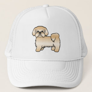 Boné Ilustração Dourada de Cão de Cartoon Shih Tzu C