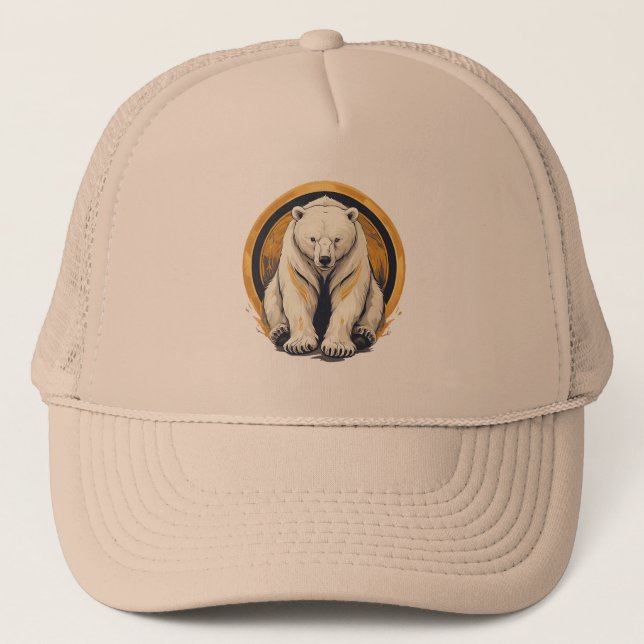Boné Ilustração Elegante de Urso Polar (Frente)