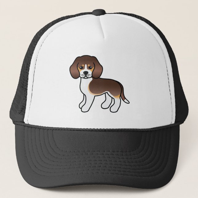 Boné Ilustração Fofa do Cachorro Beagle Tricolor Chocol (Frente)