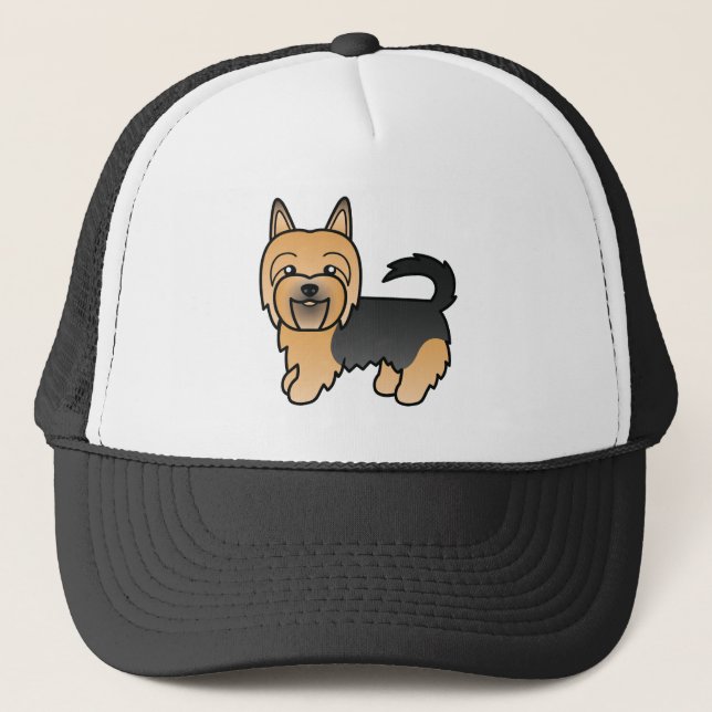 Boné Ilustração Fofa do Terrier Australiano Azul e Bege (Frente)