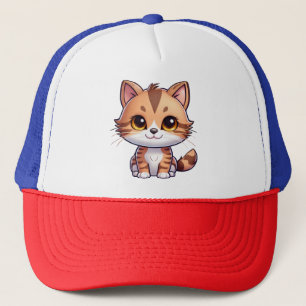 Boné Ilustração kawaii de desenho animado de gatinho am