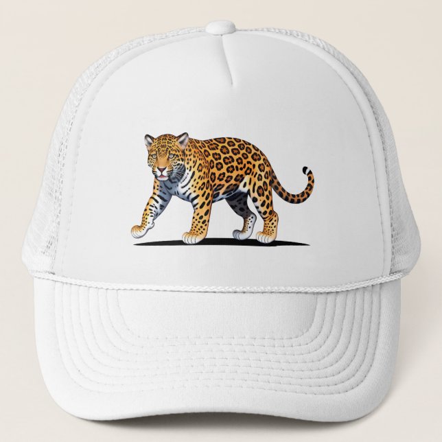 Boné Ilustração Majestosa de Jaguar com Padrão de Pelo  (Frente)