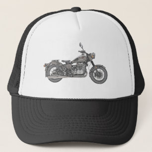 Boné Ilustração preto e branco da motocicleta de Ural