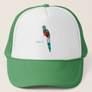 Boné Ilustração quetzal de desenho animado de ave respo