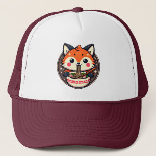 Boné Ilustração Ramen Fox Cute para Design Merch