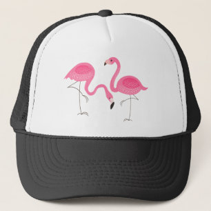 Boné Ilustração Simples de Dois Flamingos Rosa