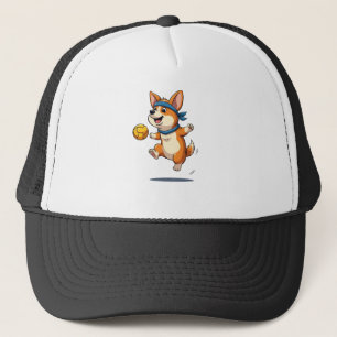 Boné Ilustração Vintage de Corgi Jogando Volei Cachorro