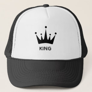 Boné Imagem da Coroa do Texto KING Branco e Preto