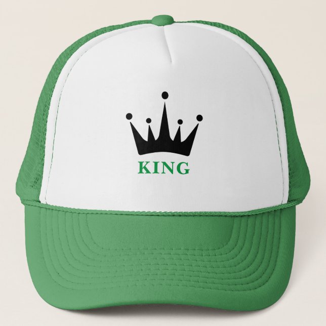 Boné Imagem da Coroa do Texto KING Branco e Verde (Frente)