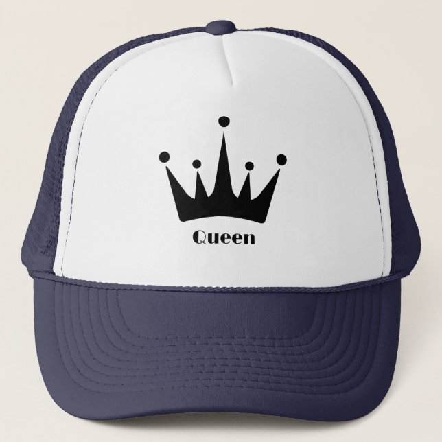 Boné Imagem da Coroa Preta Personalizada Rainha Texto B (Frente)