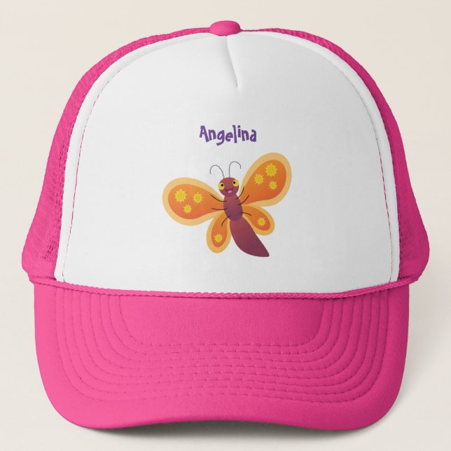 Boné Imagem de desenho animado de borboleta laranja fel (Frente)