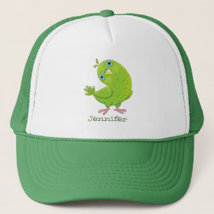 Boné Imagem de desenhos animados de periquito verde-esv