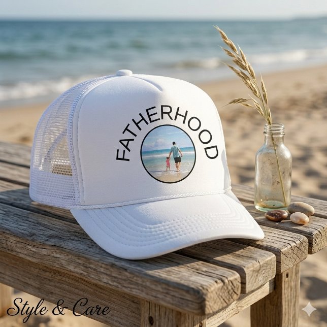 Boné Imagem de Texto Personalizado Paternidade Inspirad (Custom Text Image Fatherhood Inspired Classic Trucker Hat)