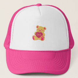 Boné Imagem de Urso de Pelúcia Personalizado Texto Amor
