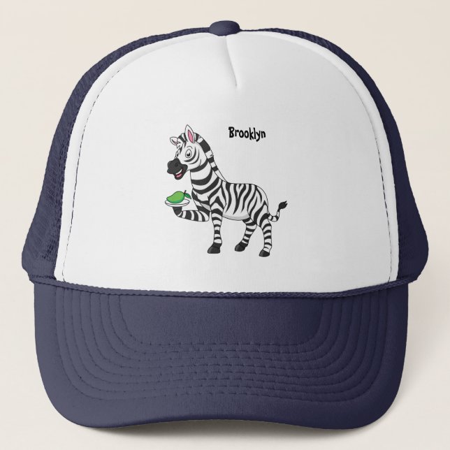 Boné Imagem engraçada de desenho animado de zebra (Frente)