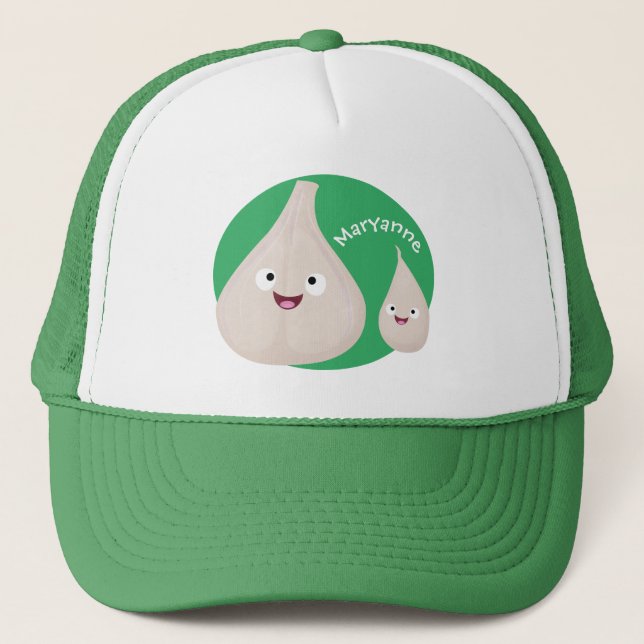 Boné Imagem vegetal do desenho animado de alho cúprico (Frente)