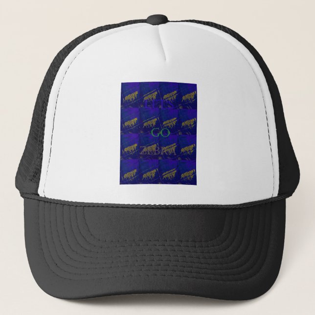 Boné Impressão Abstrata Azul Francês "Vamos Zebra" (Frente)