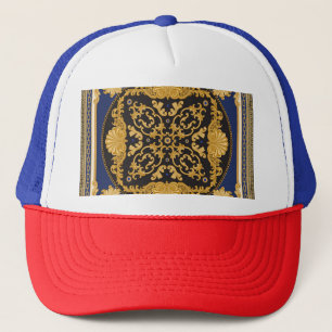 Boné Impressão Bandana: Azul Negro Dourado.