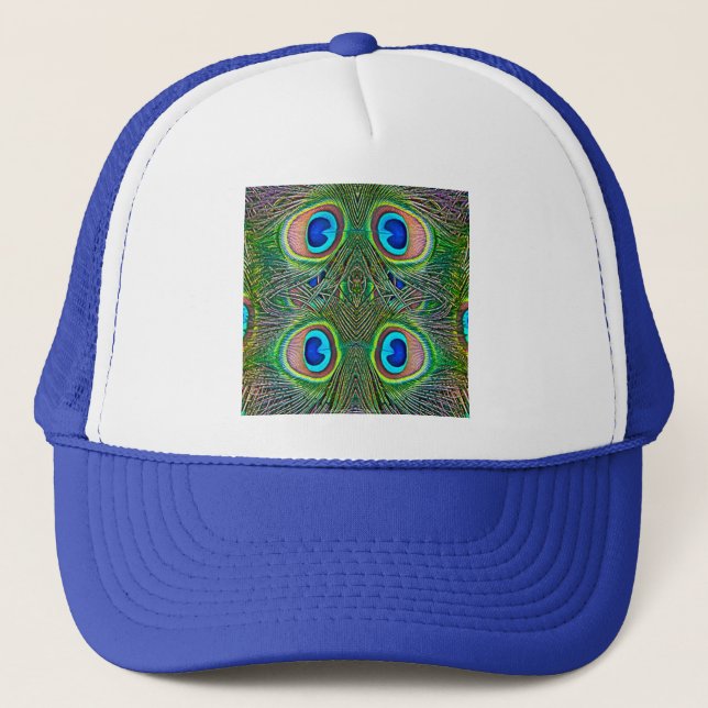 Boné Impressão de Caleidoscópio de Penas de Pavão (Frente)