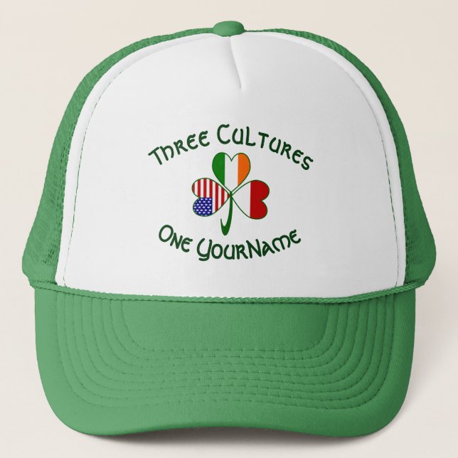 Boné Indonésia Irlanda EUA Trevo Bandeira Personalizada (Frente)