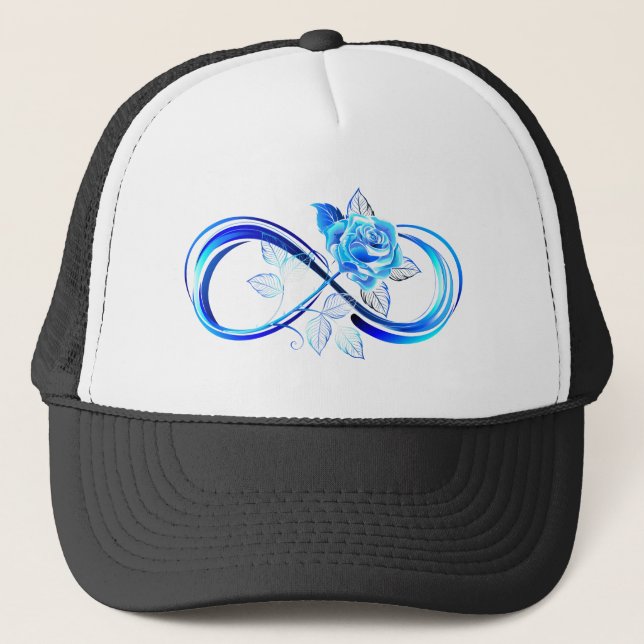 Boné Infinito brilhante com rosa azul (Frente)
