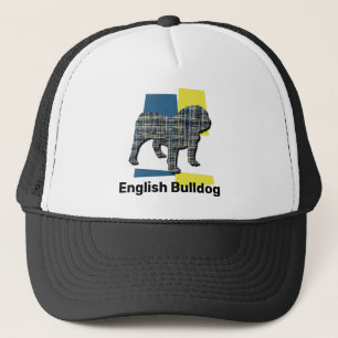 Boné Inglês Bulldog Silhout Dog Tricolor Grid