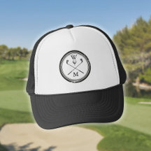 Iniciais de Monograma Preto e Branco de Golfe