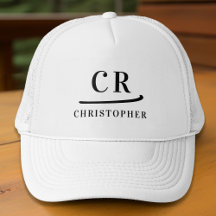 Iniciais Monogramadas Nome Minimalista Preto e Bra