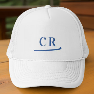 Boné Iniciais Personalizadas Minimalistas Azul