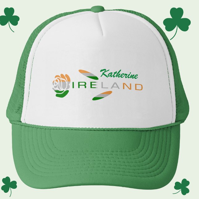 Boné Irish Flag Rosa Personalizado (Criador carregado)