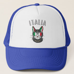 Boné Itália Soccer Cat Mascot Bandeira italiana