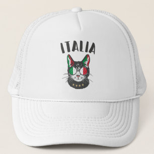 Boné Itália Soccer Cat Mascot Bandeira italiana