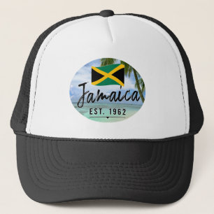 Boné "Jamaica Est. 1962" Beach With Jamaica Flag Art