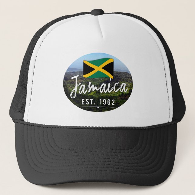 Boné "Jamaica Est. Montanhas Azuis De 1962" Com Bandeir (Frente)
