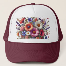Boné Jardim Vibrante de Flores Silvestres Floral Colori