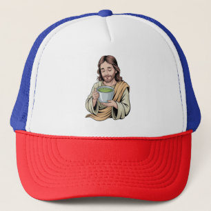 Boné Jesus Bebendo Matcha Cristão 