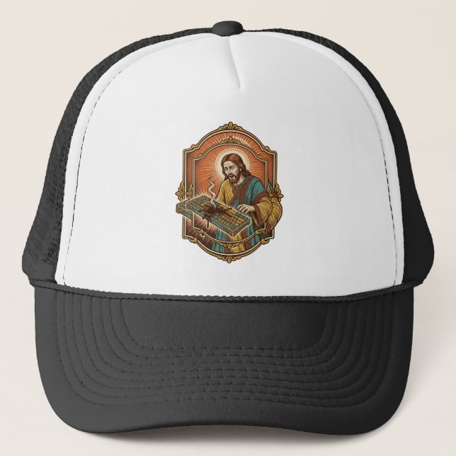 Boné Jesus Café Derrama Teclado Mecânico Quebrado Tecno (Frente)