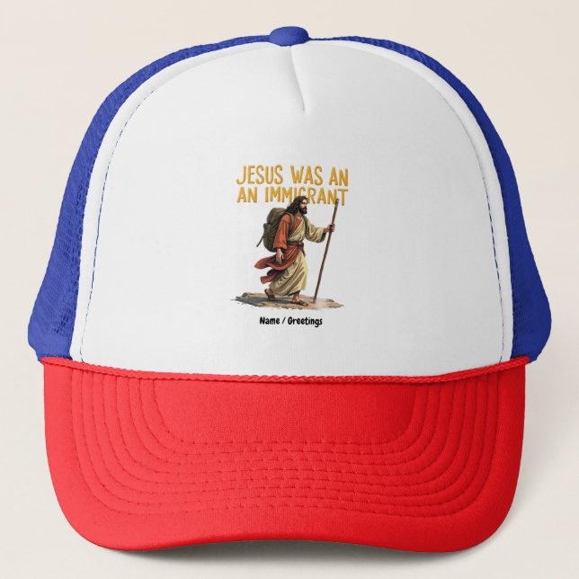 Boné Jesus É Um Único Imigrante Apoio Cruzado Design (Frente)