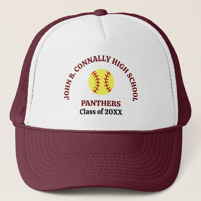 Boné Jogador de Softbol Personalizado da Maroon High Sc (Frente)