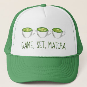 Boné Jogo Jogo Combinação de Matcha Verde Chá Latte Foo