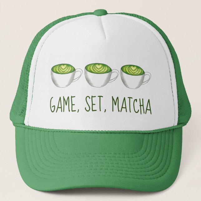 Boné Jogo Jogo Combinação de Matcha Verde Chá Latte Foo (Frente)