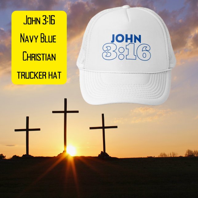 Boné John 3:16 Marinho Blue Christian Hat (Criador carregado)