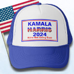 Boné Kamala Harris não vai voltar atrás no chapéu de ca<br><div class="desc">Levante-se e fale com esse chapéu de caminhoneiro que apoia a campanha de Kamala Harris para o presidente. Apresenta Americana estilizada em vermelho,  branco e azul. A legenda de texto "Não vamos voltar" é editável. Sua escolha de estilos de cor.</div>