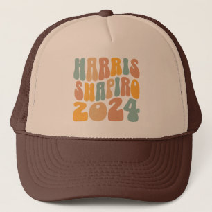 Boné Kamala Harris Shapiro Texto Ondulado Retro na Moda