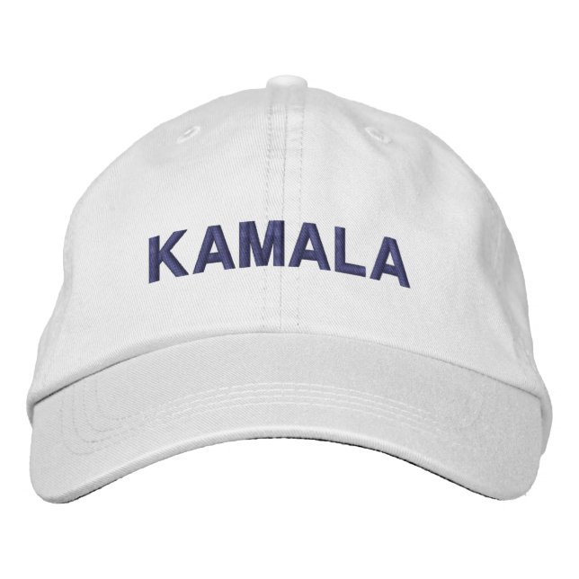 Boné Kamala tipografia azul escuro moderna personalizad (Frente)